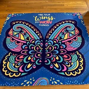 Girl Scouts Find Your Wings Butterfly Large Wall Tapestry Bright Colorful 59"x59